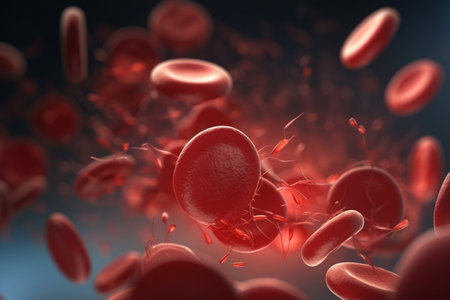 Explore the intricate beauty of red blood cells in stunning detail.の素材