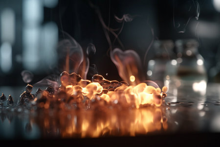 This colorful 3D illustration captures the dynamic process of combustion in vivid detail.の素材