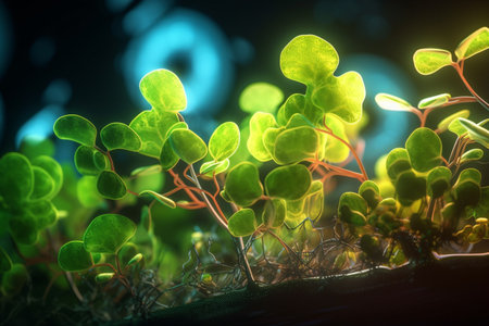 Vibrant and Transparent: A Close-up of Plants Depicting Photosynthesisの素材