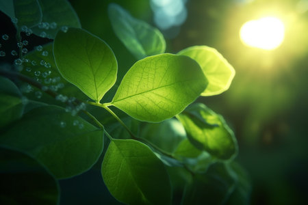 Vibrant and Transparent: A Close-up of Plants Depicting Photosynthesisの素材