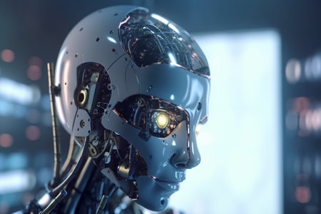This conceptual illustration showcases the integration of AI in robotics, paving the way for revolutionary advancesの素材
