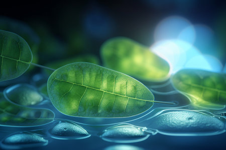Vibrant and Transparent: A Close-up of Plants Depicting Photosynthesisの素材
