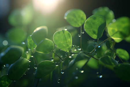 Vibrant and Transparent: A Close-up of Plants Depicting Photosynthesisの素材