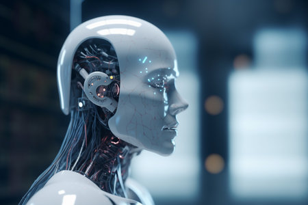 An illustration depicting the concept of AI controlling and automating digital communication in the futureの素材