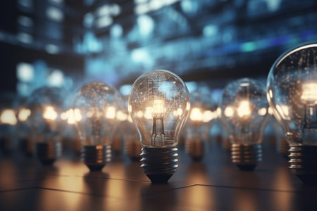 Experience the power of AI technology with this futuristic concept illustration.の素材