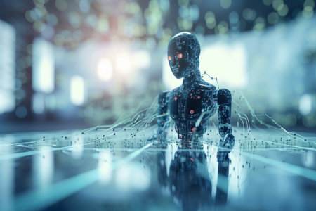 This conceptual illustration showcases the integration of AI in robotics, paving the way for revolutionary advancesの素材