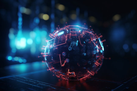 Experience the power of AI technology with this futuristic concept illustration.の素材