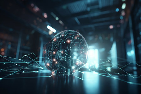 Experience the power of AI technology with this futuristic concept illustration.の素材