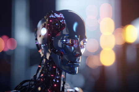This conceptual illustration showcases the integration of AI in robotics, paving the way for revolutionary advancesの素材
