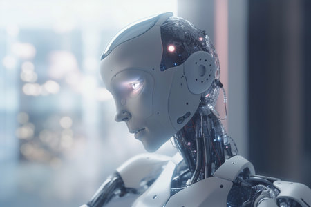 This conceptual illustration showcases the integration of AI in robotics, paving the way for revolutionary advancesの素材