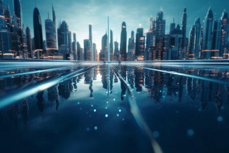 Experience the future of urban living with this stunning concept art of a floating city, blending innovation, technology and sustainability.の素材