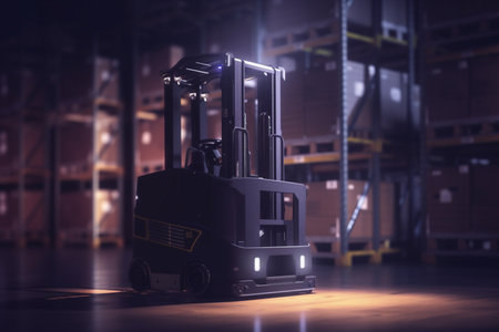 Experience the future of warehousing with AI-powered forklifts taking over the heavy liftingの素材