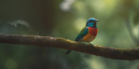 Vibrant bird spotted in the lush rainforestの素材