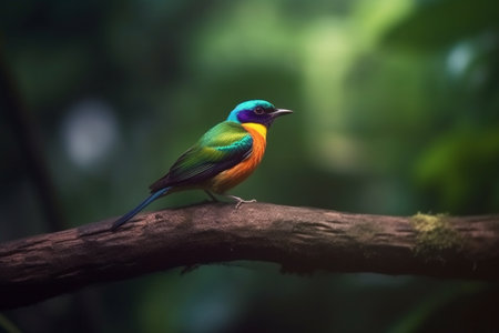 Vibrant bird spotted in the lush rainforestの素材