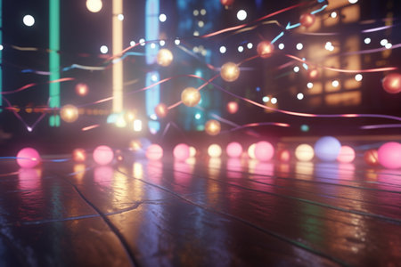 Step into the Groove with Colorful Disco Lights in an Empty Dance Hallの素材