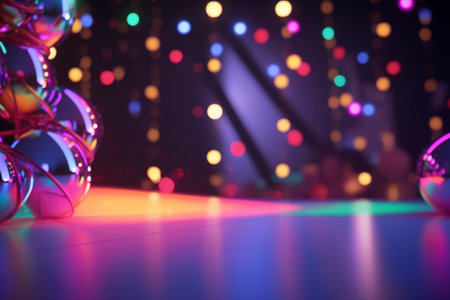 Step into the Groove with Colorful Disco Lights in an Empty Dance Hallの素材