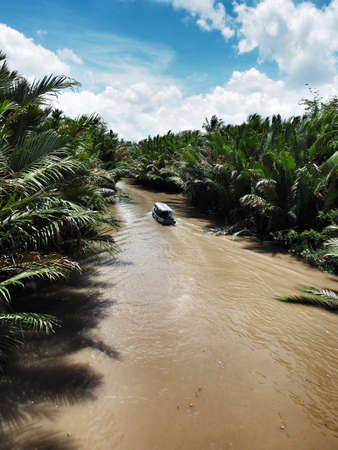 Canal in Mekong Delta, Vietnam, March 2017.の写真素材