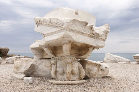 The ruins of Apollo temple in Side, Turkey.の写真素材