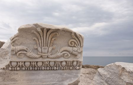The ruins of Apollo temple in Side, Turkey.の写真素材