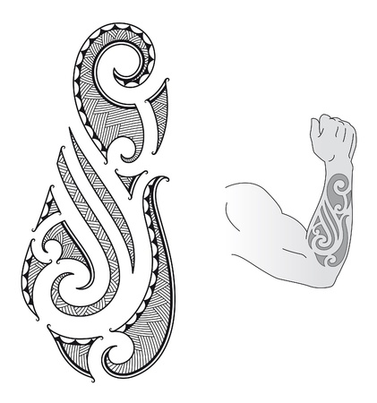 Maori style tattoo design fit for a forearm.のイラスト素材