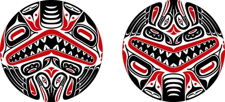 Haida style tattoo design created with animal images  Editable vector illustration のイラスト素材