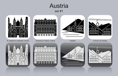 Landmarks of Austria. Set of monochrome icons. のイラスト素材
