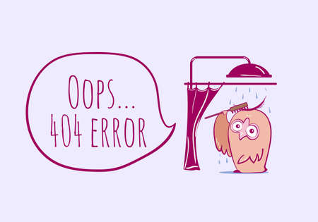 404 error, page not found with funny owl. Web page for site. Funny error 404 page illustrationのイラスト素材