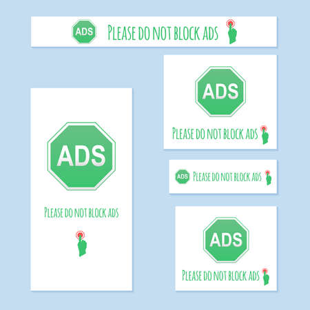 'Please do not block ads web browser message instead banner. Illustration stop ad block for websiteのイラスト素材