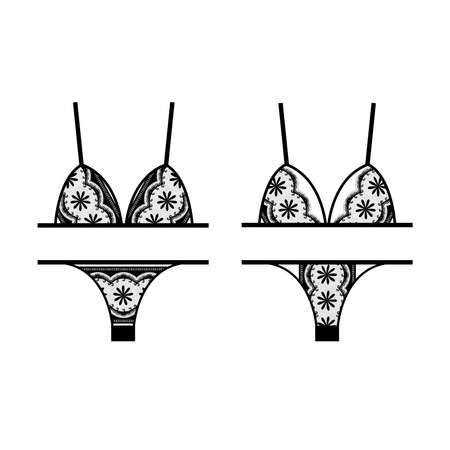 Fashion sketch women's lace sexy lingerie, bra and panties.のイラスト素材