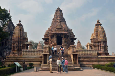 Lakshmana Temple, AD 930-950.City: Khajuraho, MPCountry: IndiaFebruary 01, 2013.Visitors from abroad to see UNESCO heritage templesのeditorial素材