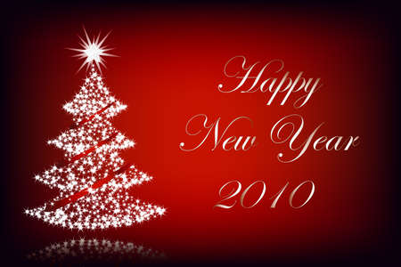 Happy New Year 2010 postcard in red backgroundのイラスト素材