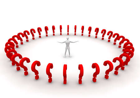 3d man surrounded by urgent requests.の写真素材