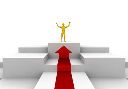 Successful man who has attained its objectives, on the podium to celebrate.の写真素材