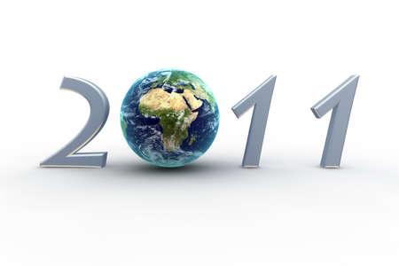 3D  New Year 2011 with Earth