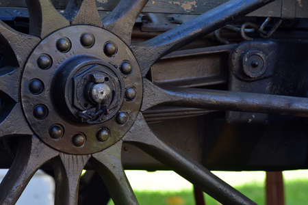 wooden wheel from the field kitchenの写真素材