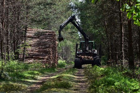 A machine, a vehicle with a gripper, transporting the raw material from the department to...