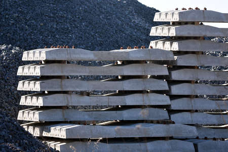 Composition, handy warehouse of elements for the construction of railway tracks.の写真素材