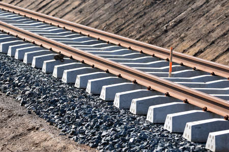 Composition, handy warehouse of elements for the construction of railway tracks.の写真素材