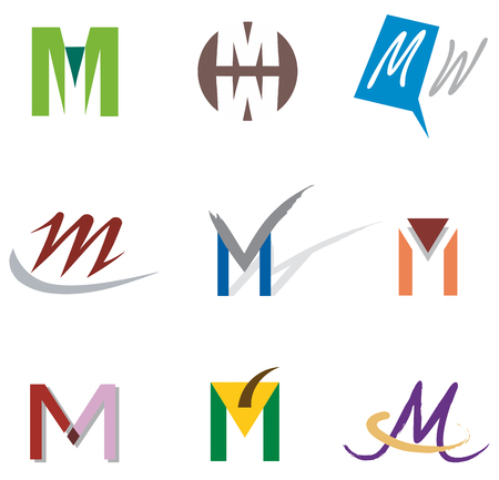 Set of Icons and Logo Elements Letter Mのイラスト素材