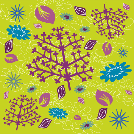 Flowers and Foliages Patternのイラスト素材