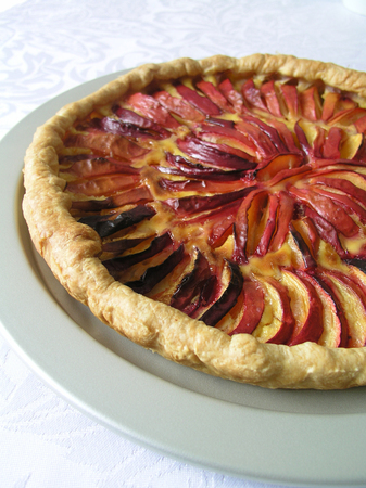 Peach Pie Cake Closeup Puffpastryの写真素材