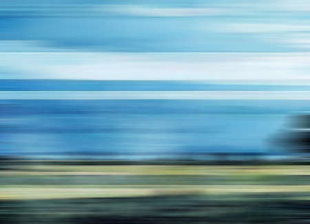 Abstract Digital Landscape Meadow Country with Sky and Clouds in Blue and Green Colorsの写真素材