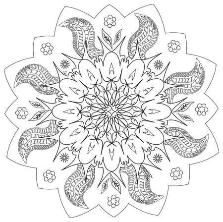 Mandala - Flower, Nature, Energy Circle Symbol in Black and White