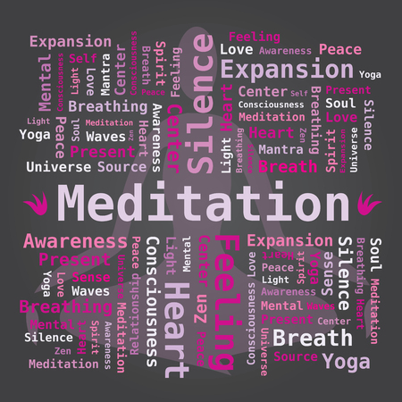 Word Cloud - Meditation in Violet Pink Colorsのイラスト素材