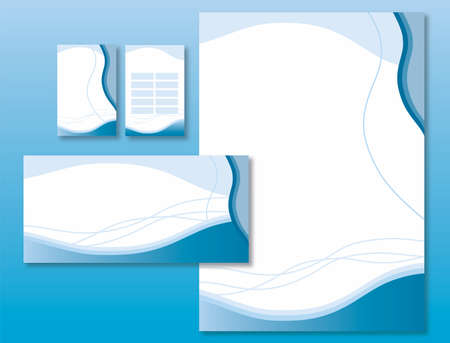 Corporate Identity Set - Waves and Curves Pattern in Blue Colors - Vectorのイラスト素材
