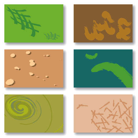 Set of 6 Business Cards in Green, Brown and Blue. Abstract Patterns. Available in Vector Formatのイラスト素材