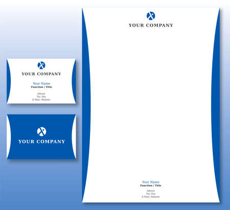 Corporate Identity Set - Abstract Logo in Blue. Contains Letterhead and Business Card. Available in Vectorのイラスト素材
