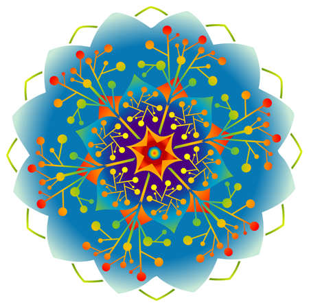 Single Mandala - Flower / Nature / Energy in Rainbow Colors. Vectorのイラスト素材