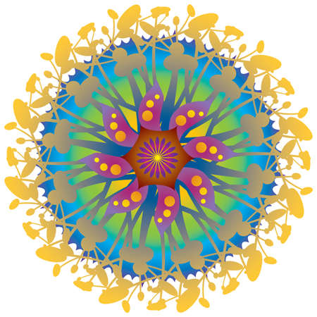 Single Flower Mandala in Rainbow Colors. Vector Formatのイラスト素材
