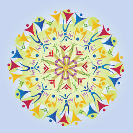 Mandala made of Body Icons / Silhouettes. Multicolored. Vector Formatのイラスト素材